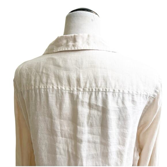 Club Room Luxury 100% Linen Button Down Long Sleeve Light Beige Coastal Boho - Picture 7 of 11